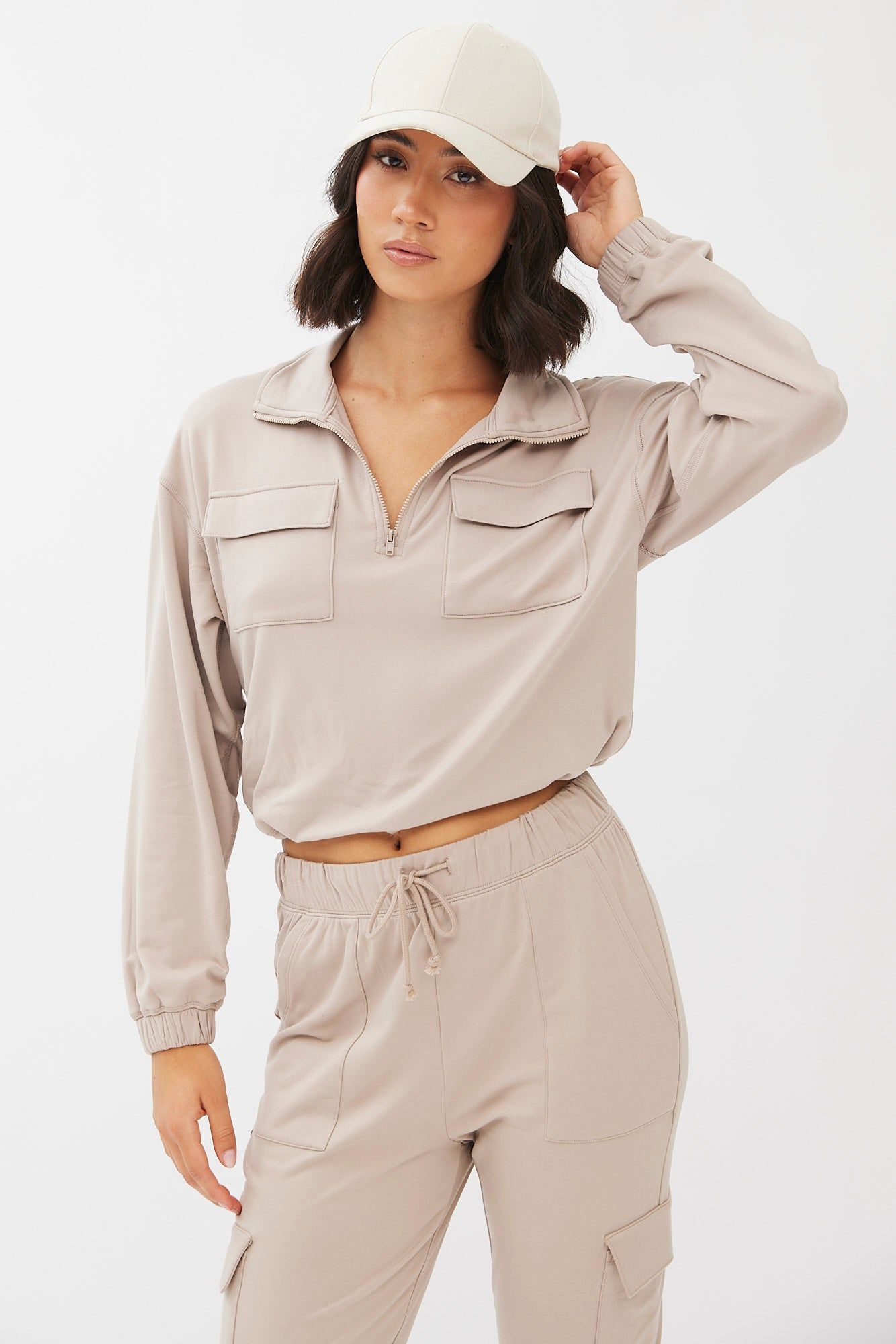 Quarter-Zip Cropped Super Soft Fleeceback Pullover Sweatshirt sold by Bluenotes product image thumbnail 14