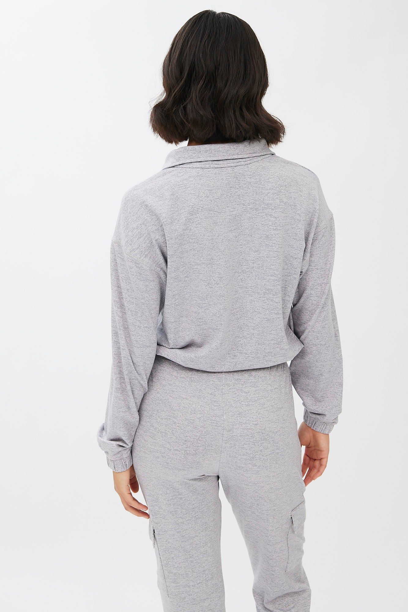 Quarter-Zip Cropped Super Soft Fleeceback Pullover Sweatshirt sold by Bluenotes product image thumbnail 4