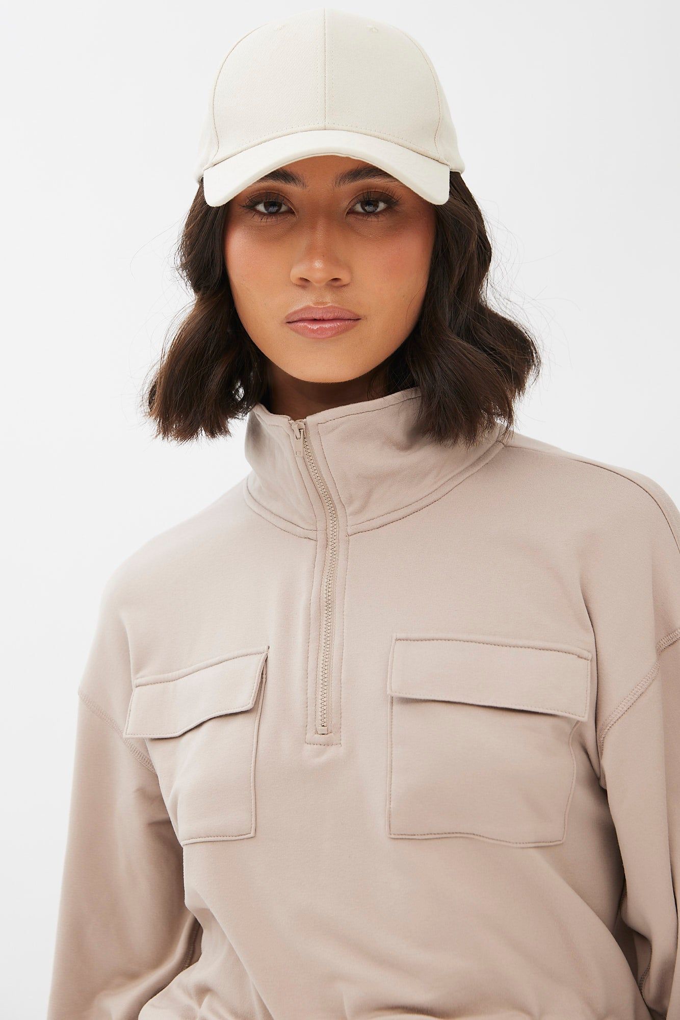 Quarter-Zip Cropped Super Soft Fleeceback Pullover Sweatshirt sold by Bluenotes product image thumbnail 16