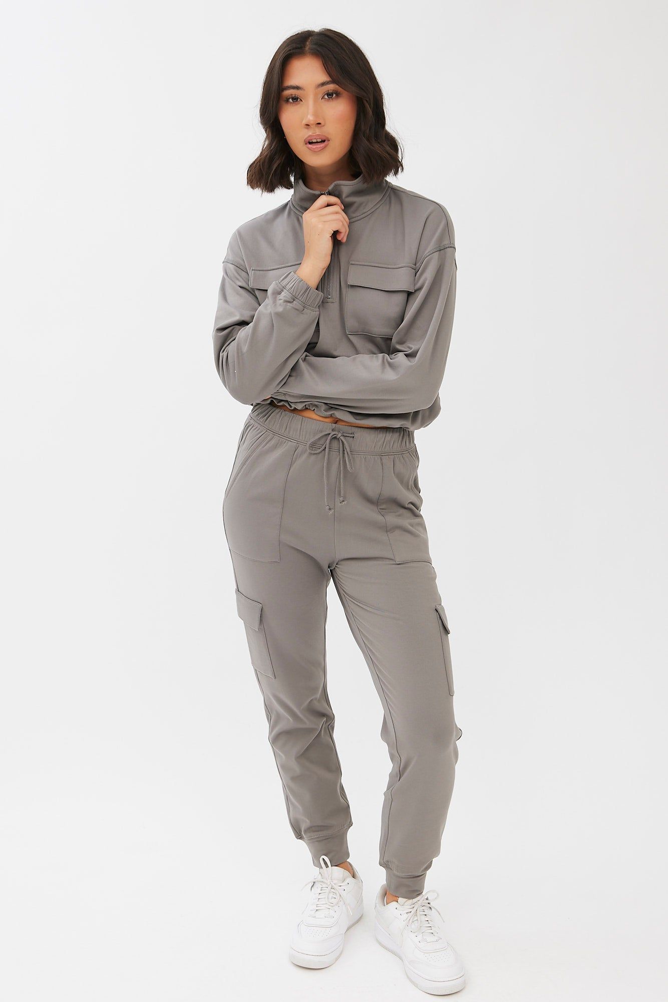 Quarter-Zip Cropped Super Soft Fleeceback Pullover Sweatshirt sold by Bluenotes product image thumbnail 11