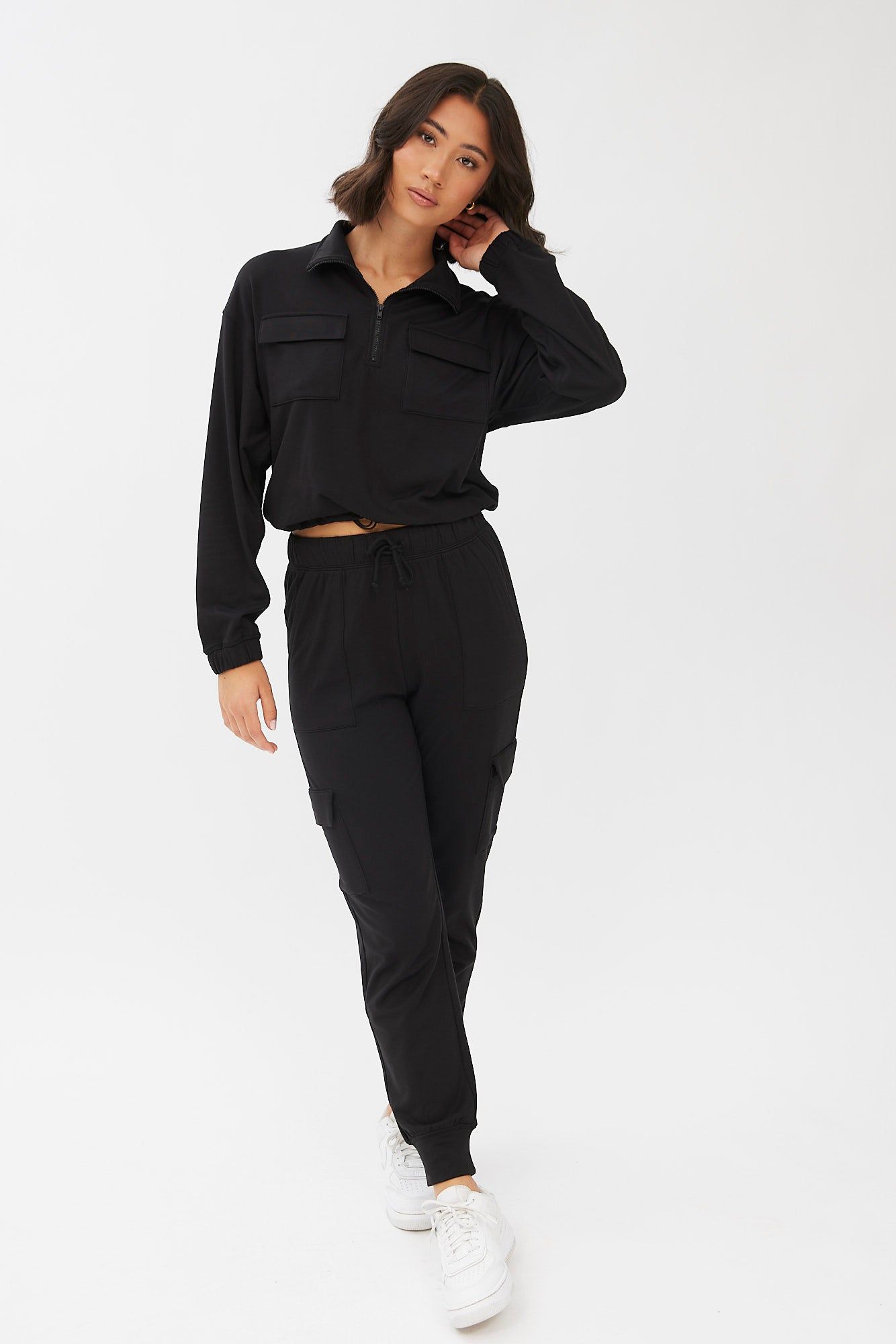 Quarter-Zip Cropped Super Soft Fleeceback Pullover Sweatshirt sold by Bluenotes product image thumbnail 7