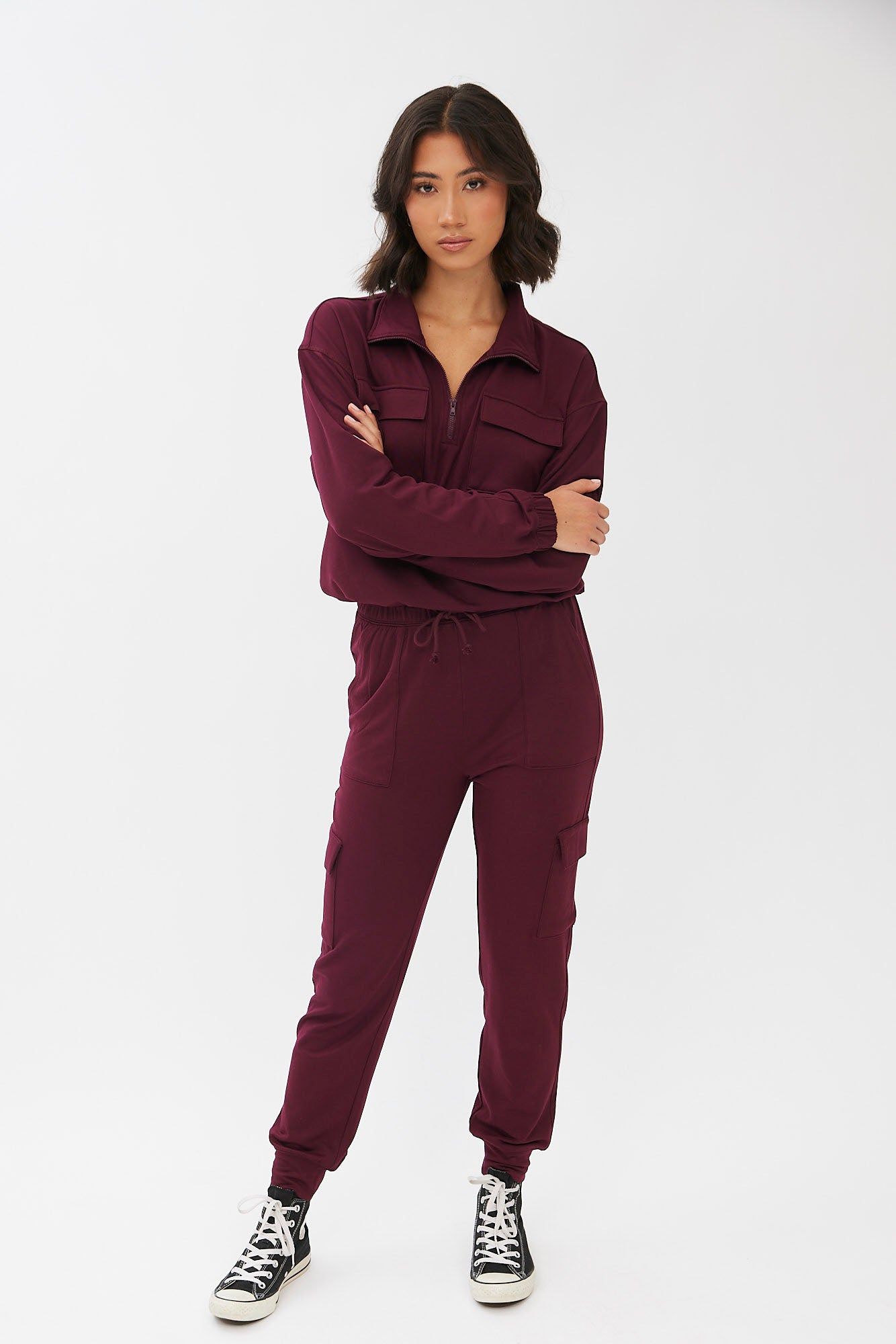 Quarter-Zip Cropped Super Soft Fleeceback Pullover Sweatshirt sold by Bluenotes product image thumbnail 18