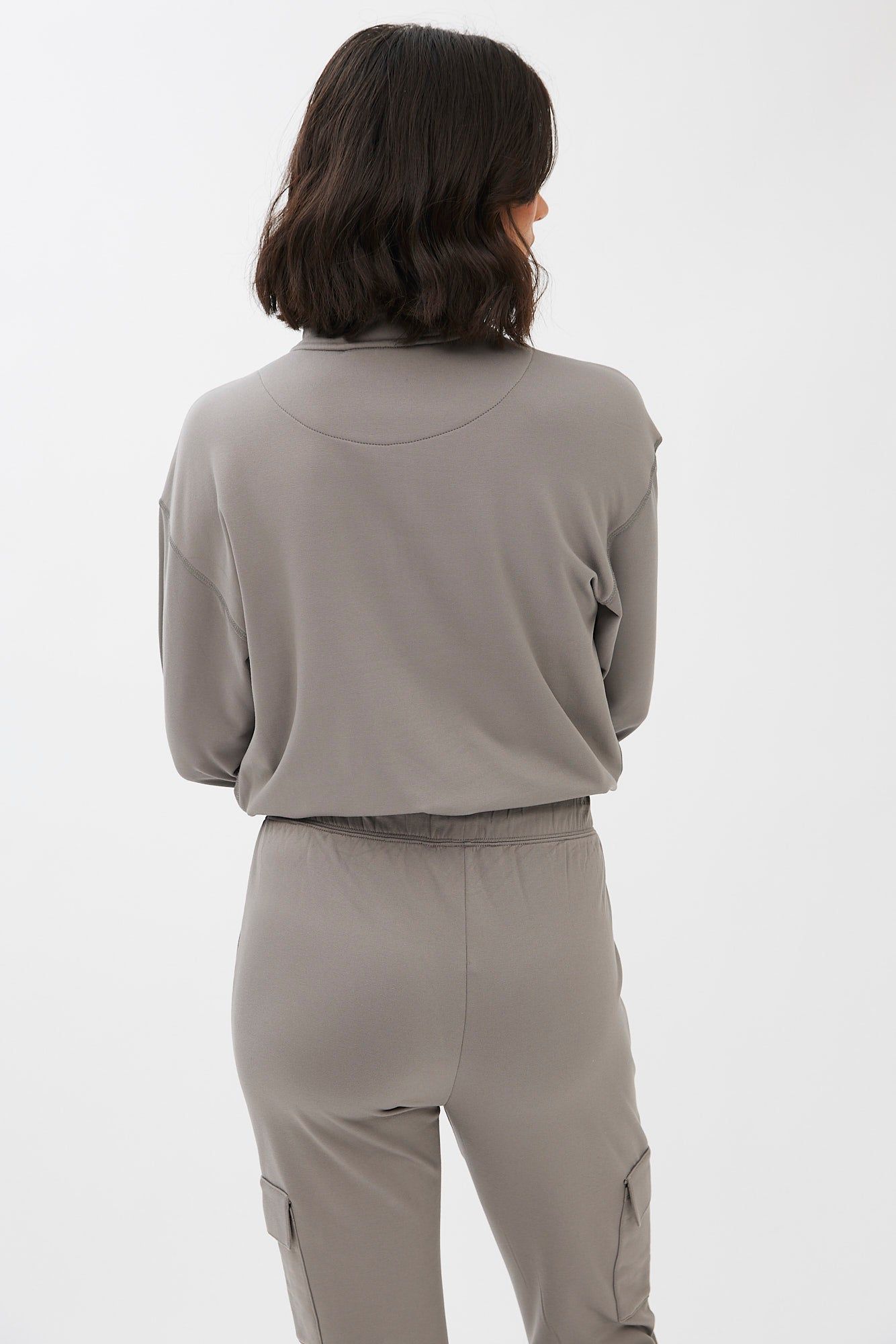 Quarter-Zip Cropped Super Soft Fleeceback Pullover Sweatshirt sold by Bluenotes product image thumbnail 13