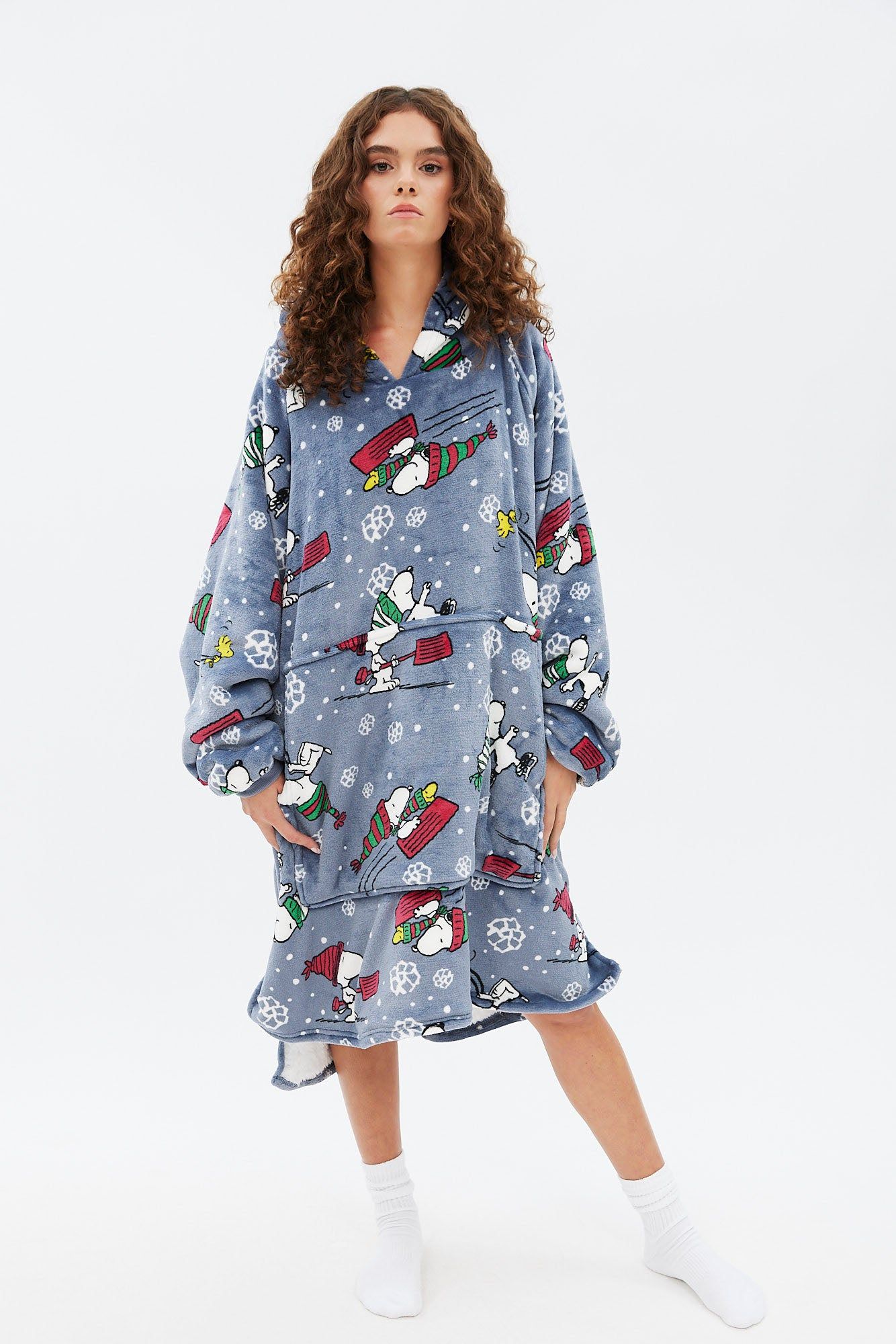 Peanuts Snoopy In The Snow Graphic Plush Sherpa Oversized Pullover Hoodie sold by Bluenotes product image thumbnail 2