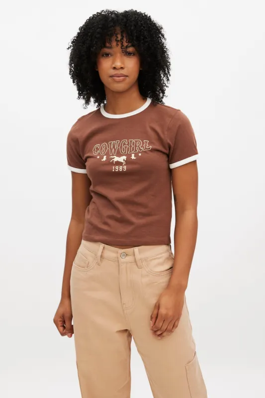 Cow Girl 1989 Graphic Fitted Ringer Baby Tee sold by Bluenotes