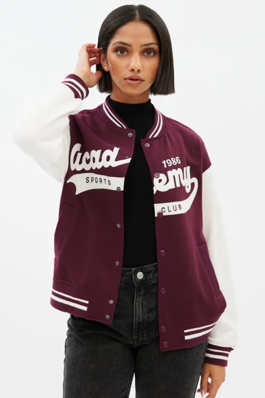 Embroidered Button-Up Varsity Jacket sold by Bluenotes