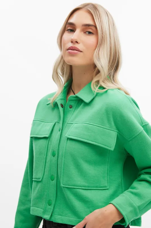 Button-Up Cropped Shirt Jacket sold by Bluenotes