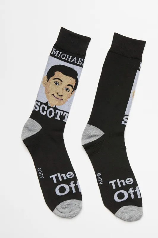 Michael Scott Face Printed Crew Socks made by Bluenotes