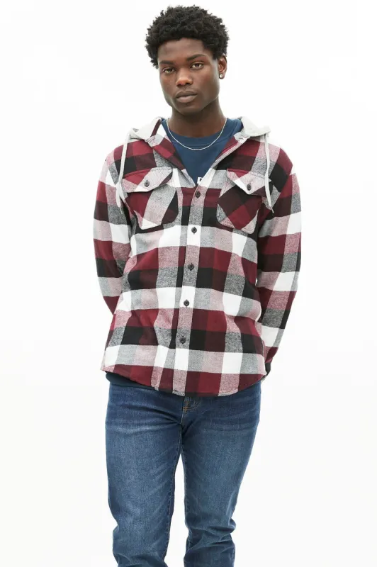 North Western Multi Buffalo Plaid Flannel Hooded Overshirt sold by Bluenotes