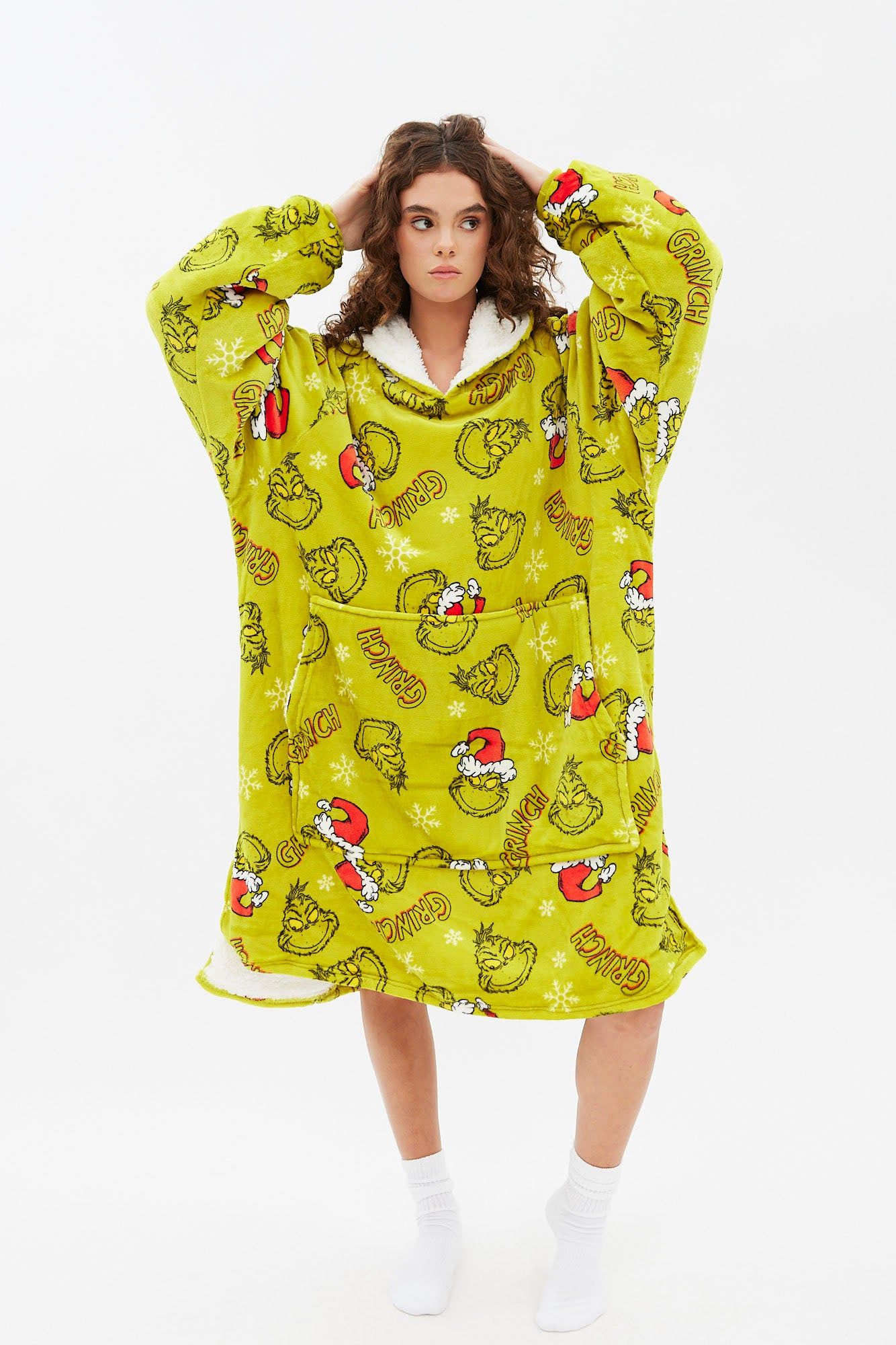 The Grinch Graphic Plush Sherpa Oversized Pullover Hoodie sold by Bluenotes product image thumbnail 2