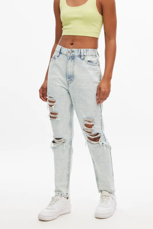 High Rise Destroyed 90's Mom Jean made by Bluenotes