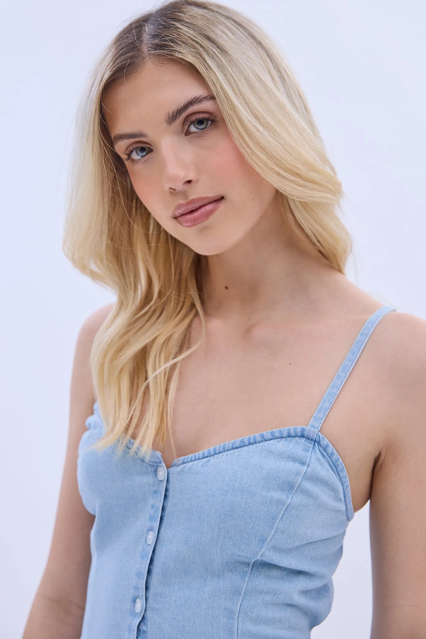 Denim Belted Button-Up Mini Dress sold by Bluenotes product image thumbnail 4