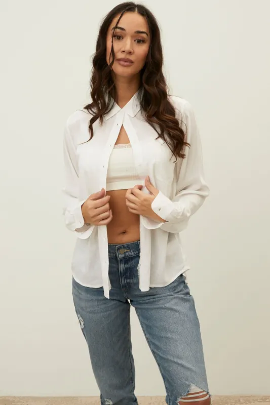 Long Sleeve Button-Up Boyfriend Shirt sold by Bluenotes