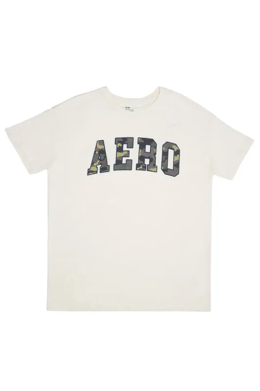 AERO Camo Script Graphic Boyfriend Tee sold by Bluenotes