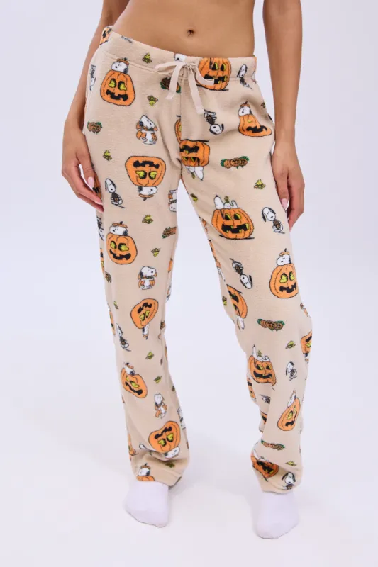 Peanuts Snoopy Pumpkin Printed Plush Pajama Pants sold by Bluenotes
