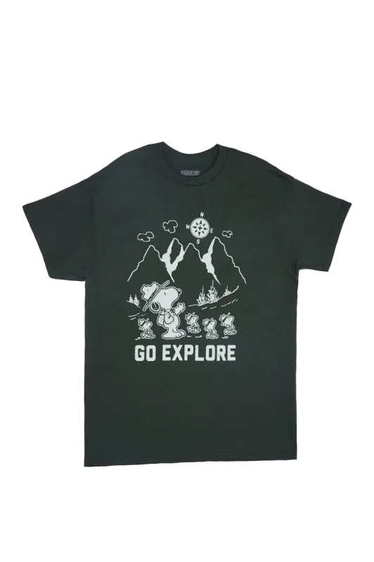 Peanuts Snoopy Camp Go Explore Graphic Boyfriend Tee sold by Bluenotes