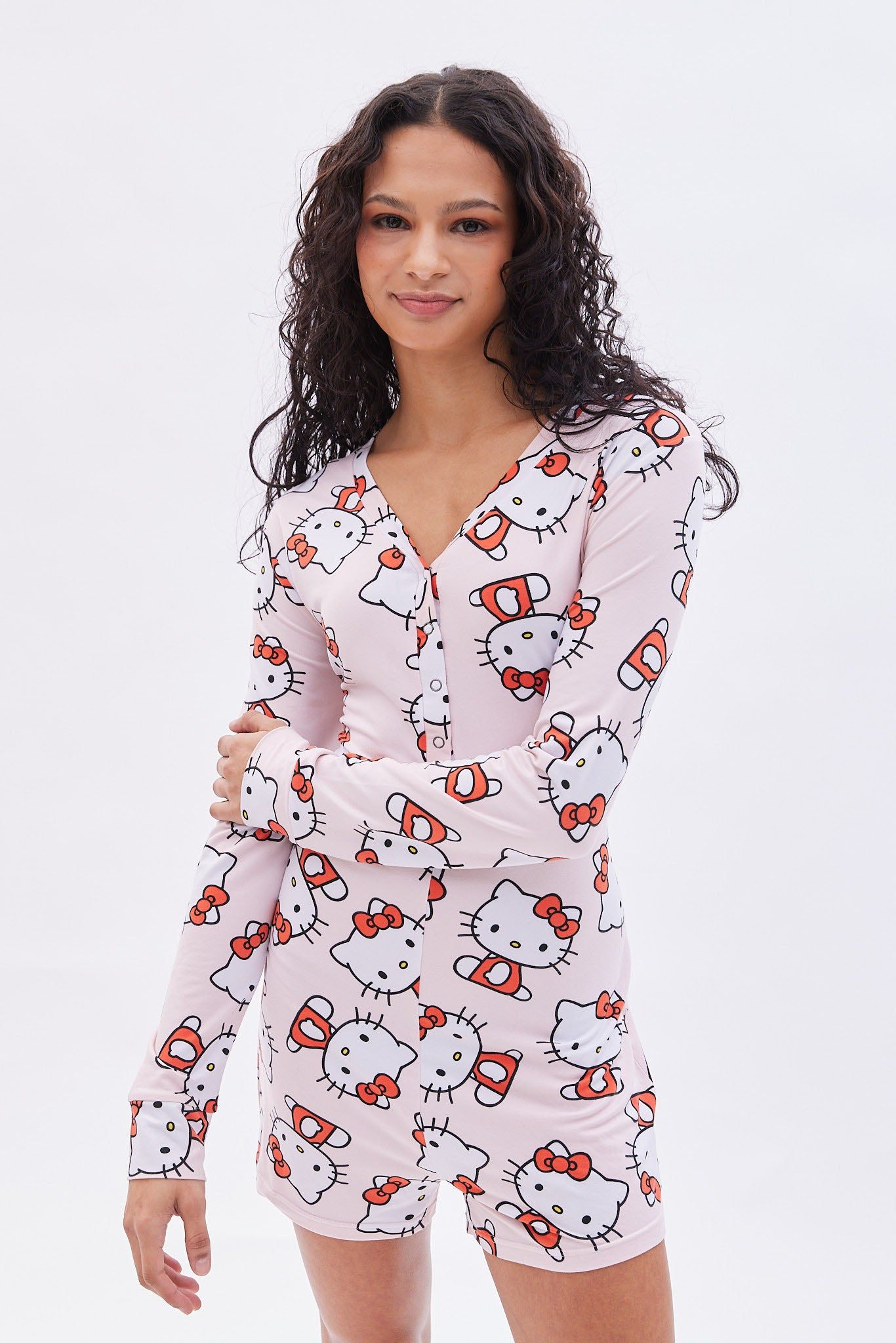 Super Soft Hello Kitty Graphic Long Sleeve Pajama Romper sold by Bluenotes