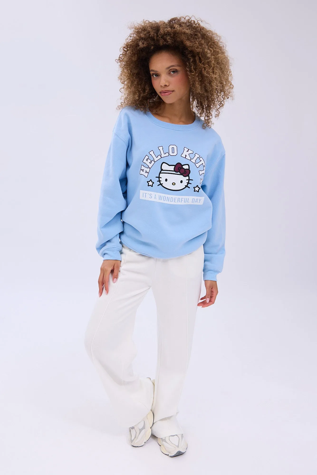 Hello Kitty It's A Wonderful Day Graphic Crew Neck Relaxed Sweatshirt sold by Bluenotes product image thumbnail 2