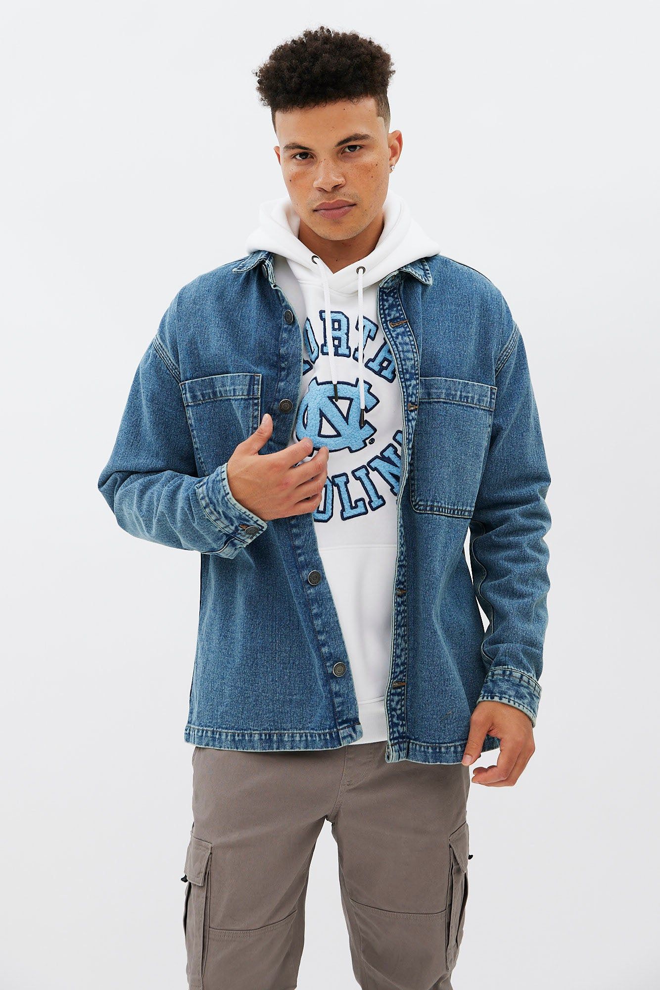 North Western Denim Shacket sold by Bluenotes