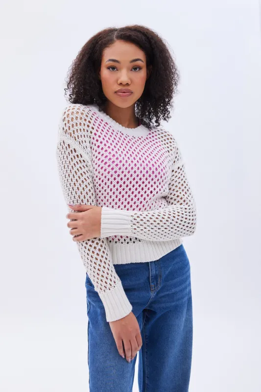 Crochet Crew Neck Pullover Sweater sold by Bluenotes