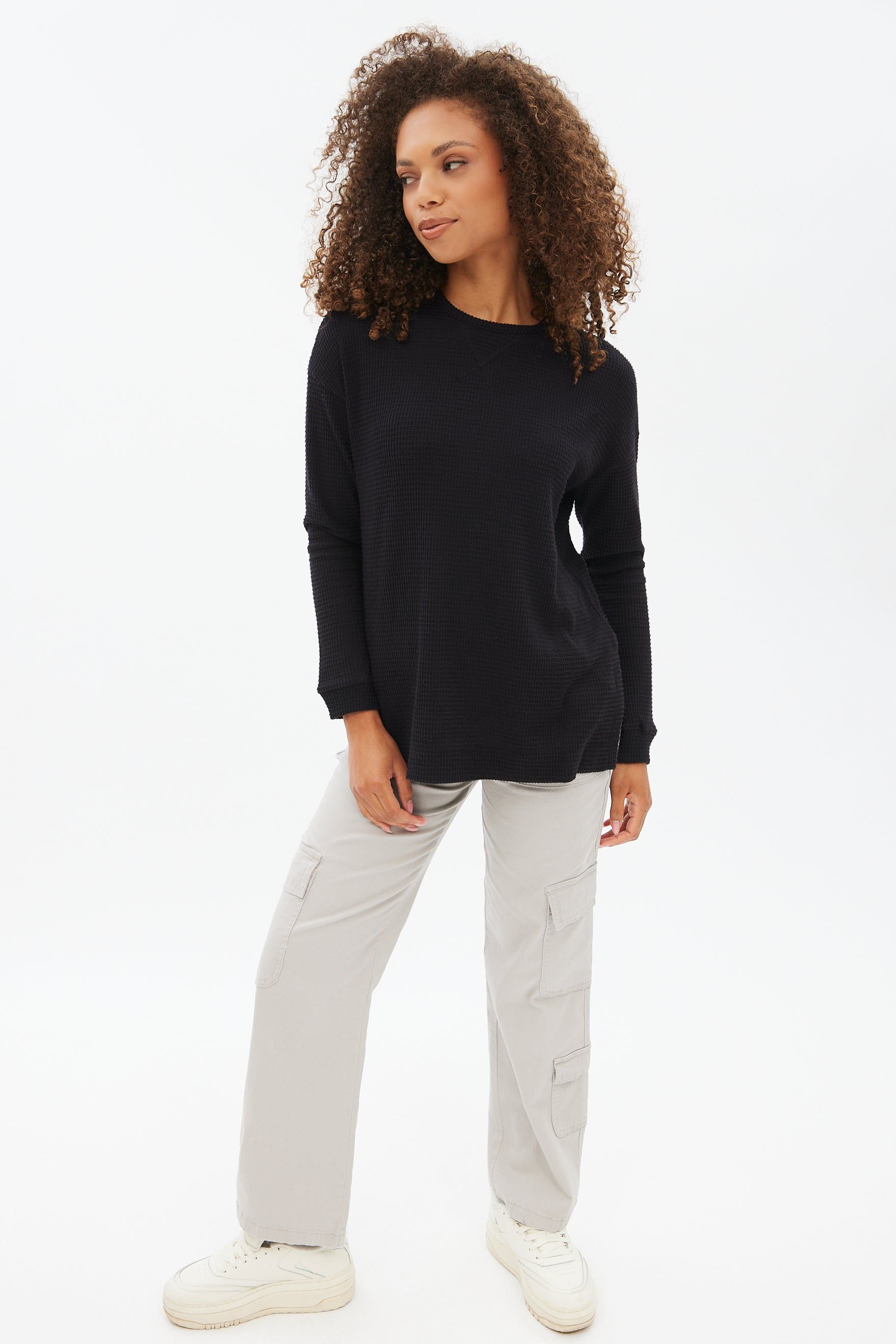 Long Sleeve Waffle Knit Top sold by Bluenotes product image thumbnail 7