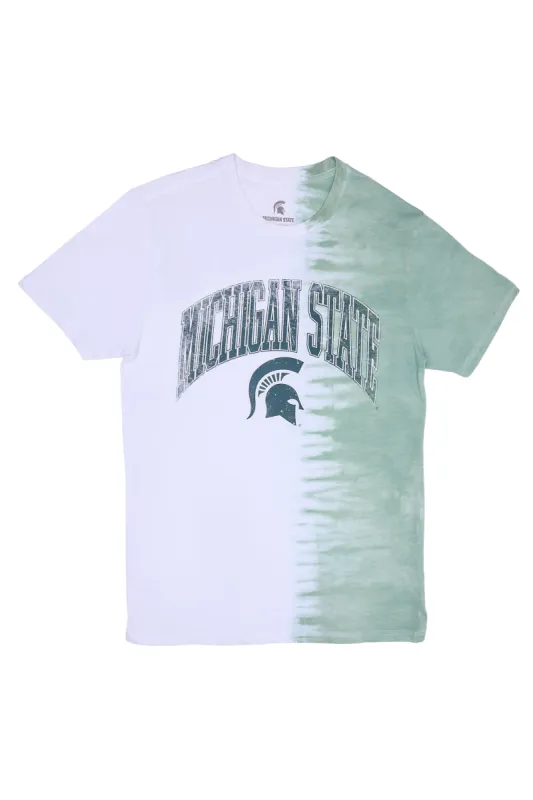 Michigan State Graphic Split Tie Dye Tee sold by Bluenotes