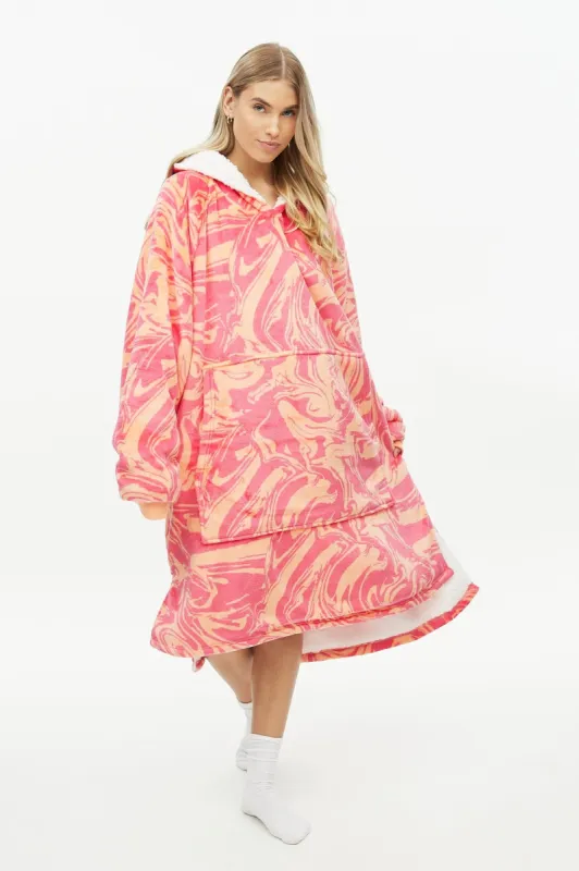 Plush Printed Oversized Pullover Hoodie sold by Bluenotes