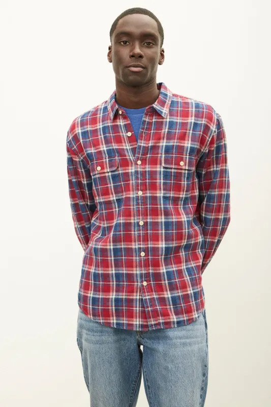 Indigo Plaid Button-Up Workwear Shirt sold by Bluenotes