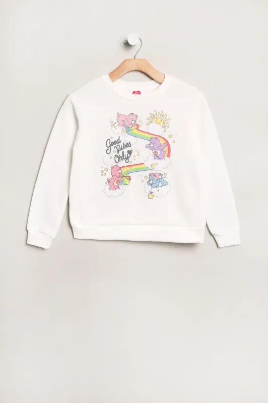 Girls' Care Bears Good Vibes Only Graphic Crew Neck Sweatshirt sold by Bluenotes