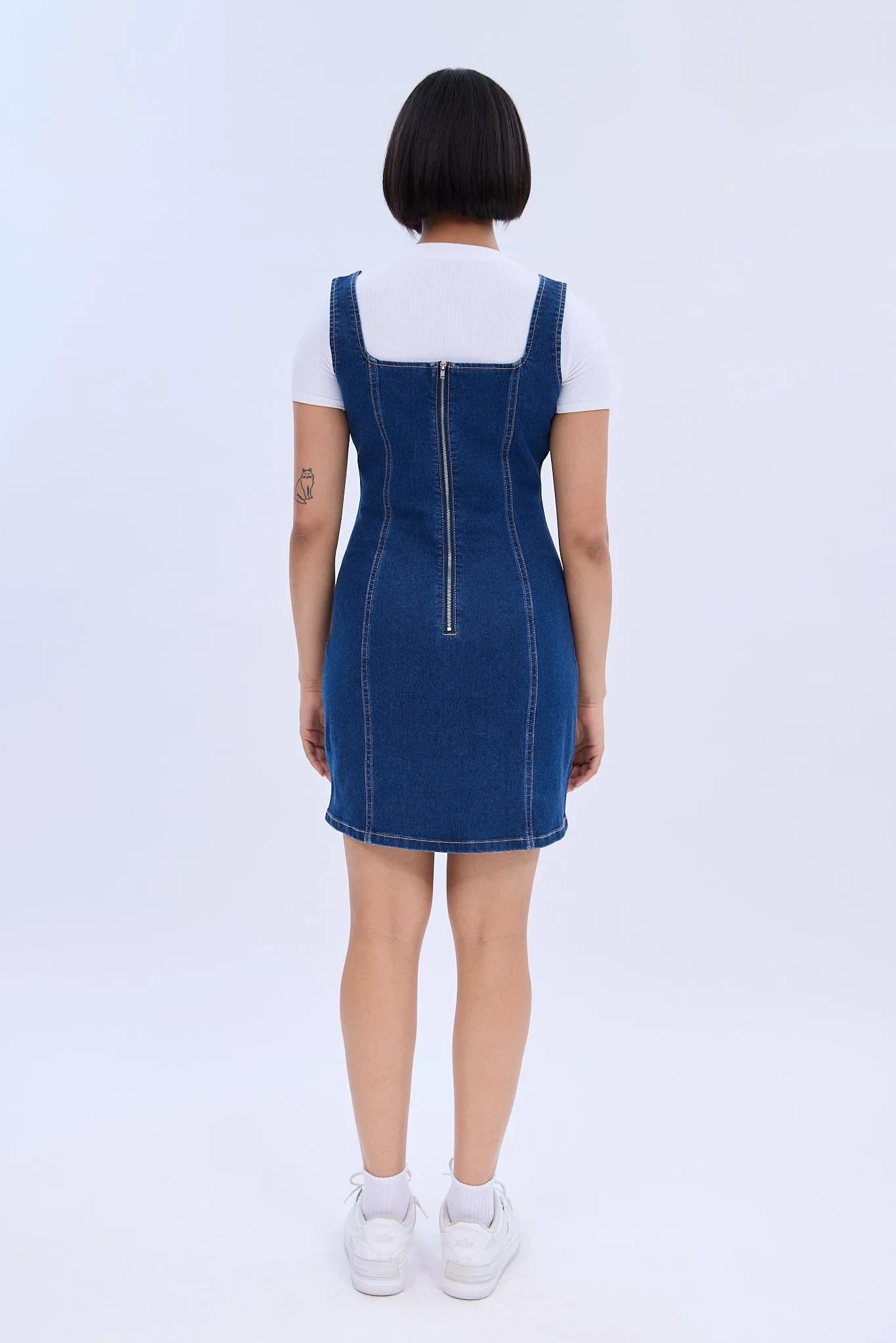 Square Neck Sleeveless Denim Mini Dress sold by Bluenotes product image thumbnail 5