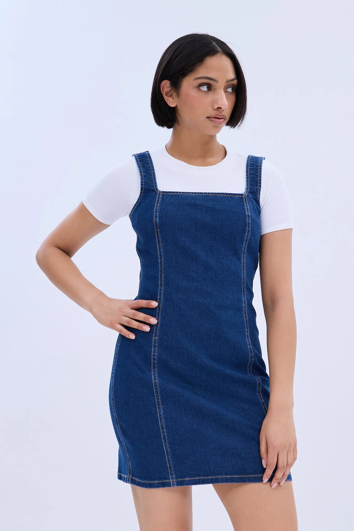 Square Neck Sleeveless Denim Mini Dress sold by Bluenotes product image thumbnail 4