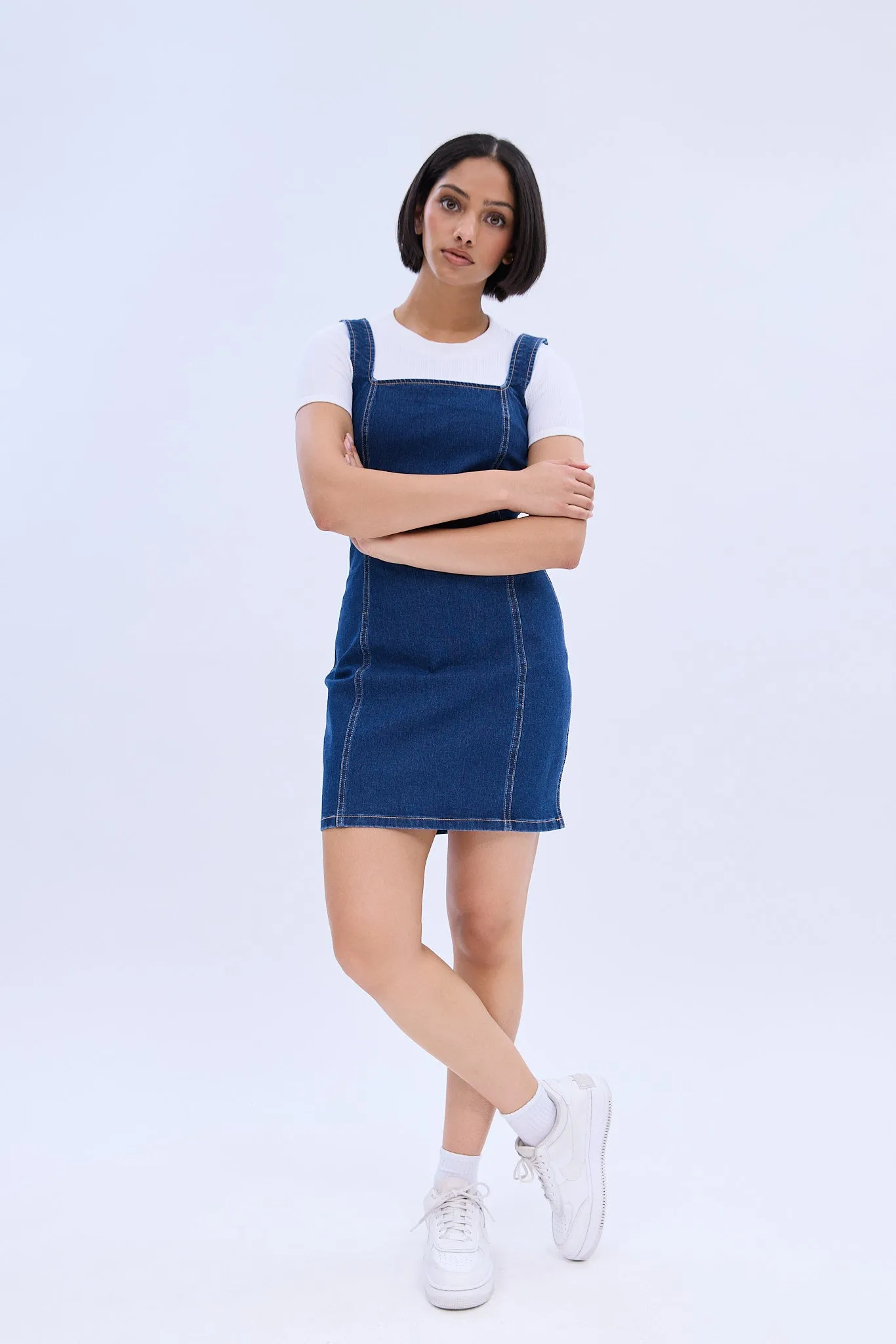 Square Neck Sleeveless Denim Mini Dress sold by Bluenotes product image thumbnail 2