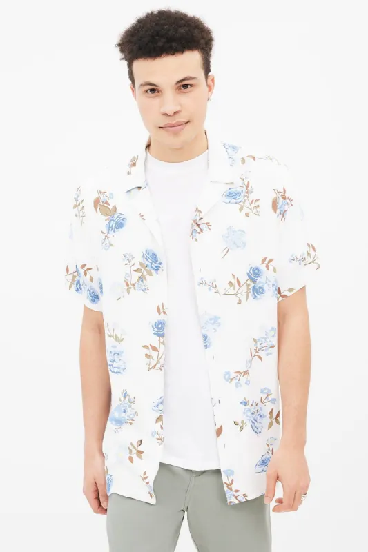 AERO Floral Print Short Sleeve Resort Shirt sold by Bluenotes