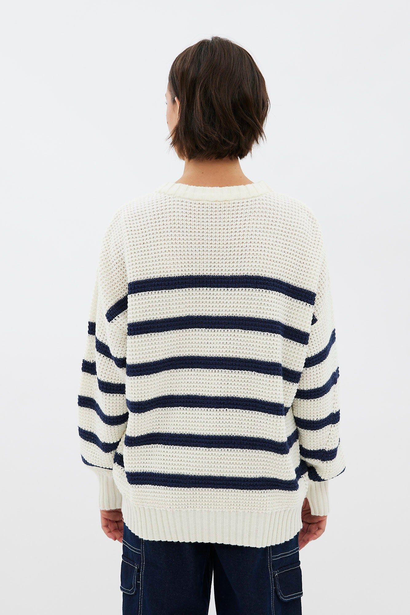 Waffle Knit Crew Neck Oversized Pullover Sweater sold by Bluenotes product image thumbnail 8