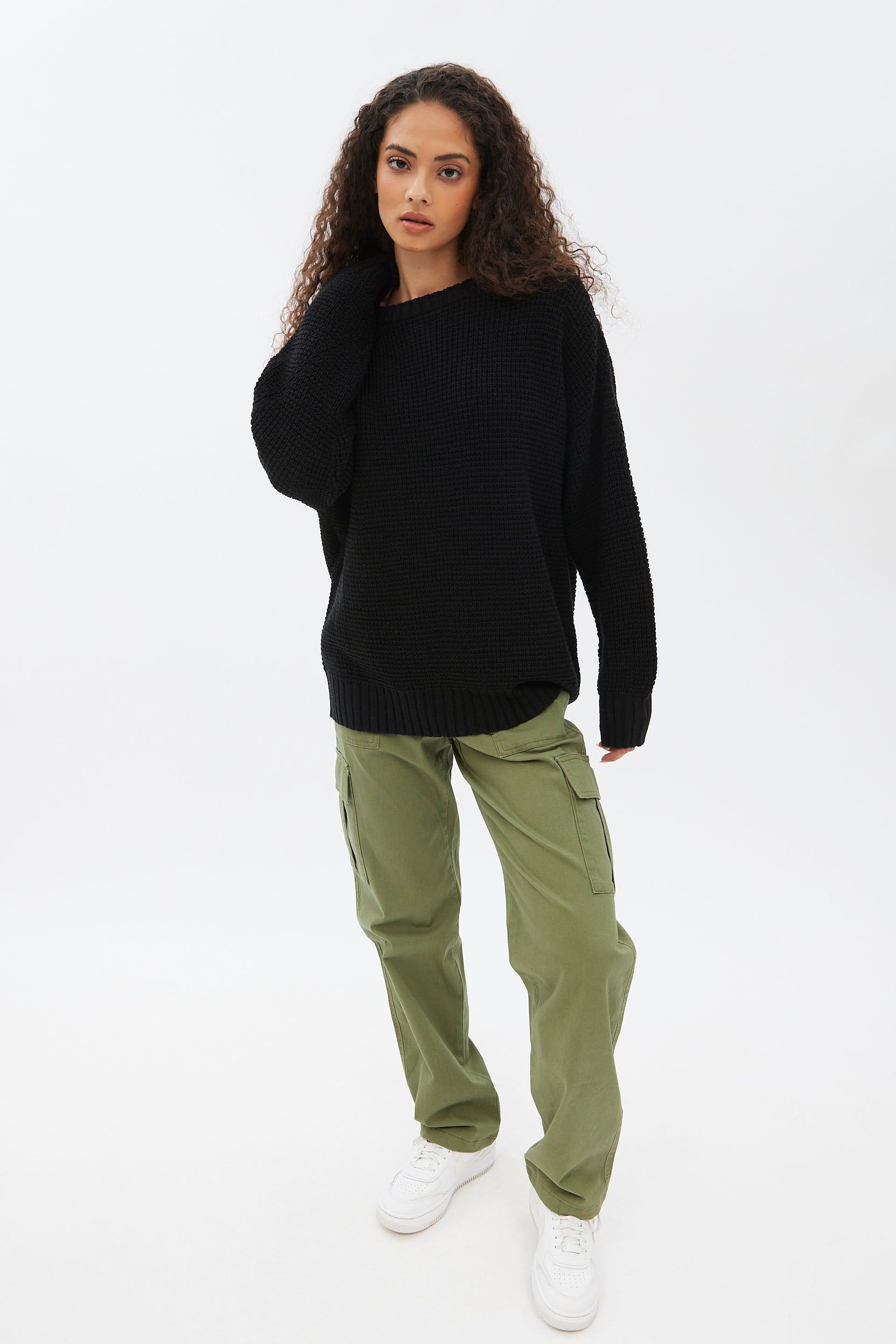 Waffle Knit Crew Neck Oversized Pullover Sweater sold by Bluenotes product image thumbnail 11