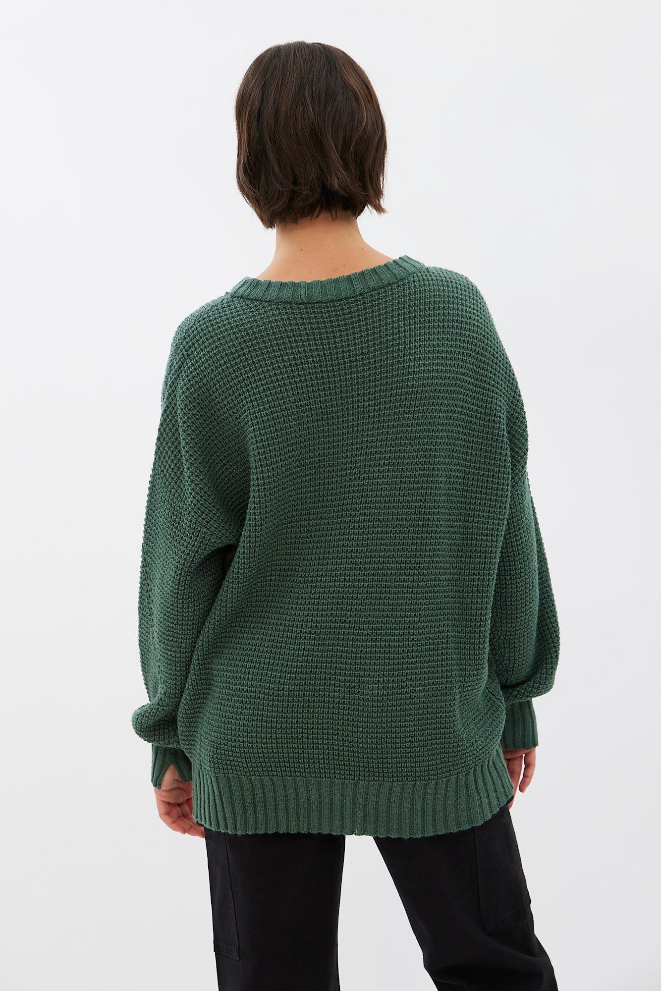 Waffle Knit Crew Neck Oversized Pullover Sweater sold by Bluenotes product image thumbnail 20