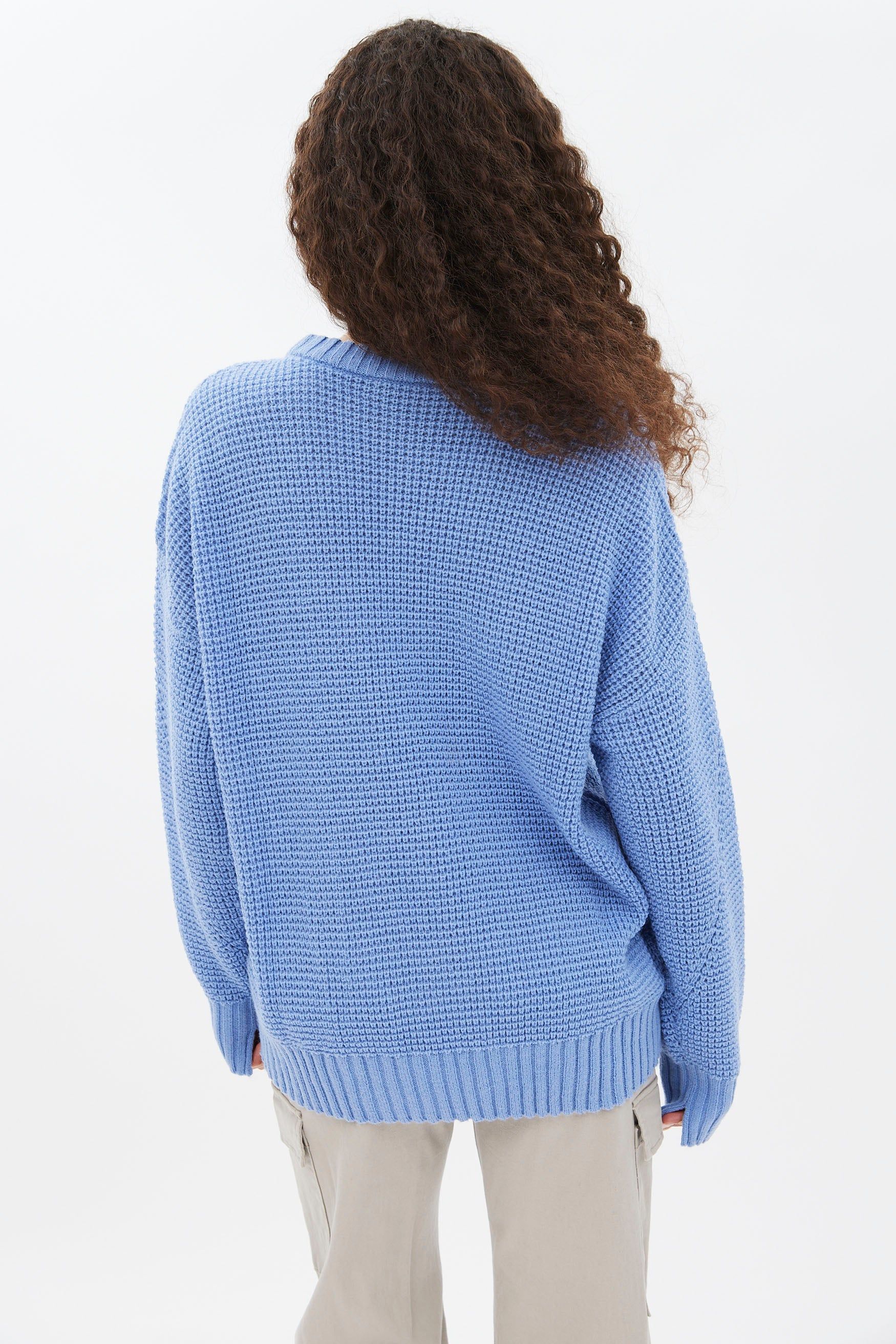 Waffle Knit Crew Neck Oversized Pullover Sweater sold by Bluenotes product image thumbnail 4