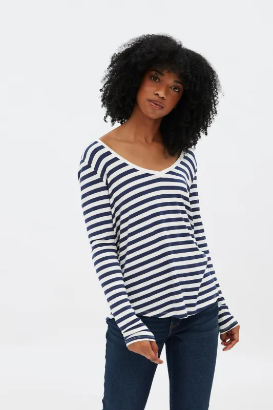 AERO Relaxed Long Sleeve V-Neck Tee sold by Bluenotes