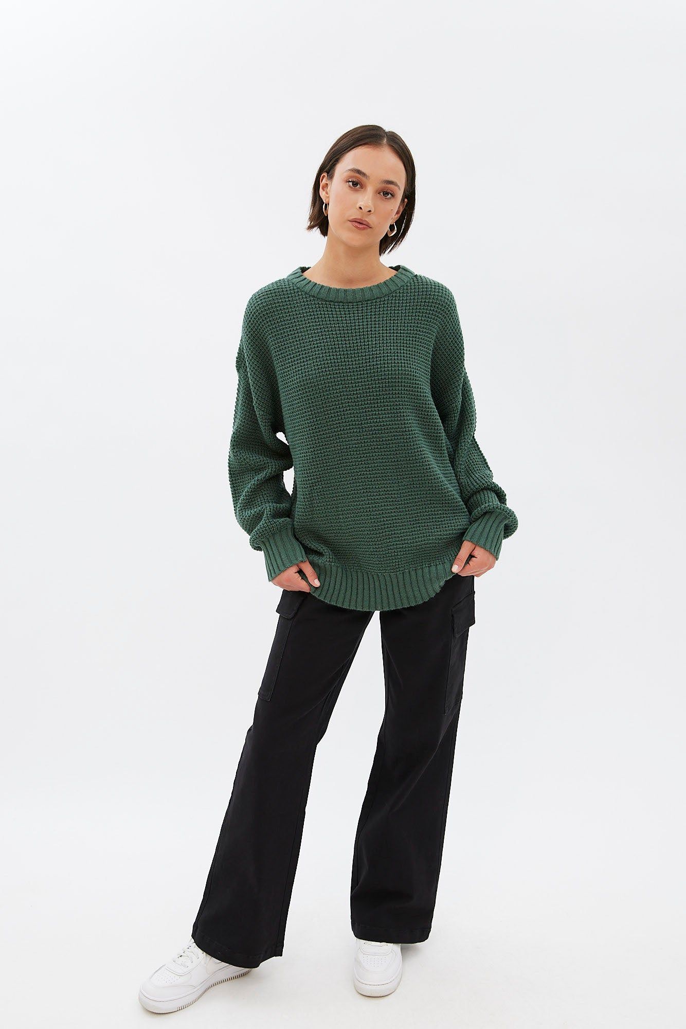 Waffle Knit Crew Neck Oversized Pullover Sweater sold by Bluenotes product image thumbnail 18