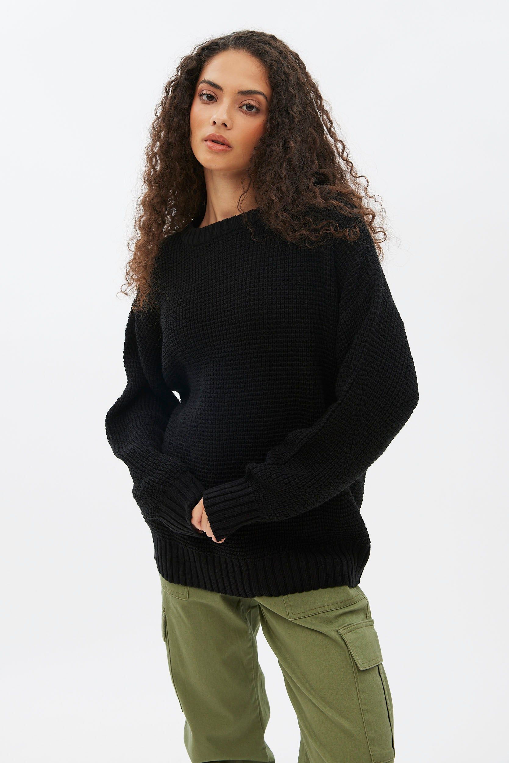 Waffle Knit Crew Neck Oversized Pullover Sweater sold by Bluenotes product image thumbnail 10