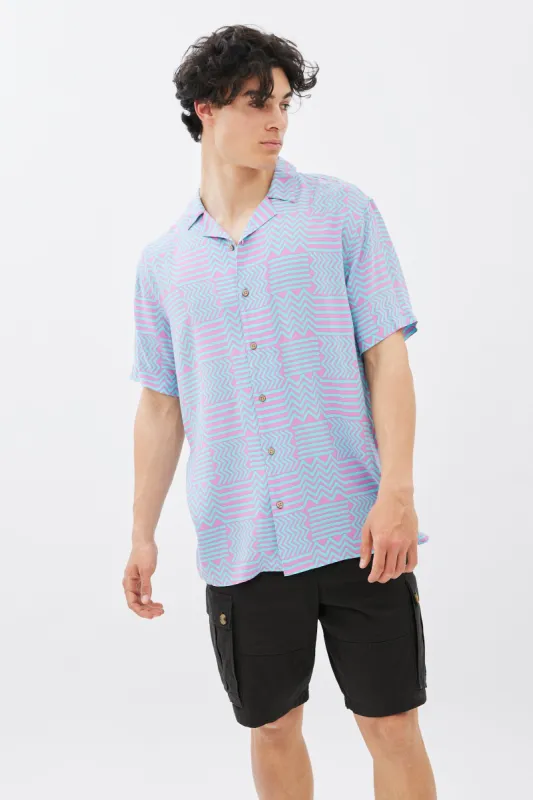 Aztec Print Short Sleeve Resort Shirt made by Bluenotes