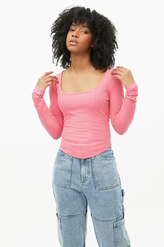 Long Sleeve Round Neck Cropped Corset Top sold by Bluenotes