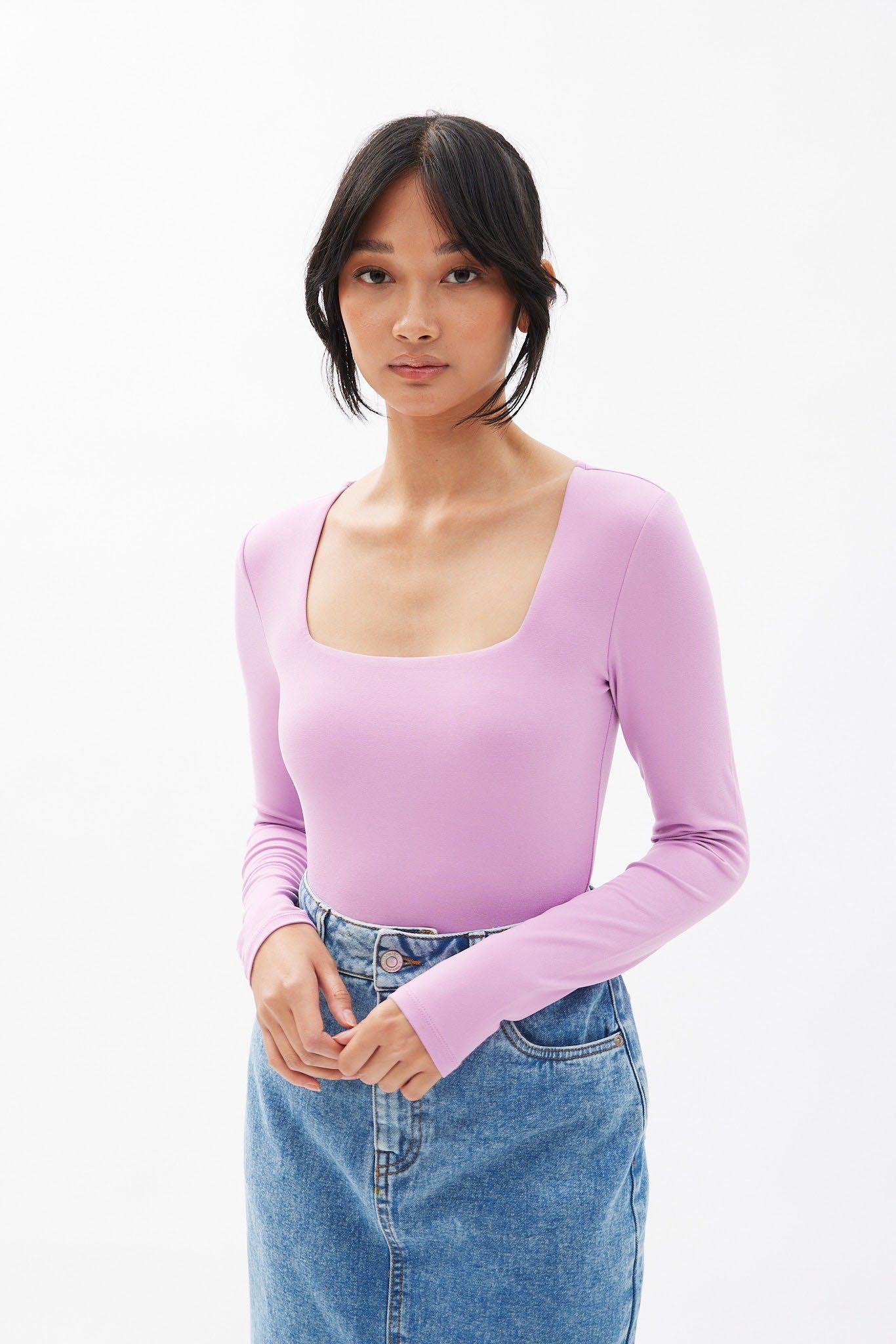 Super Soft Long Sleeve Square Neck Bodysuit sold by Bluenotes