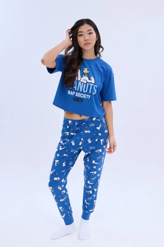 Peanuts Snoopy Printed Pajama Jogger And Tee Set sold by Bluenotes