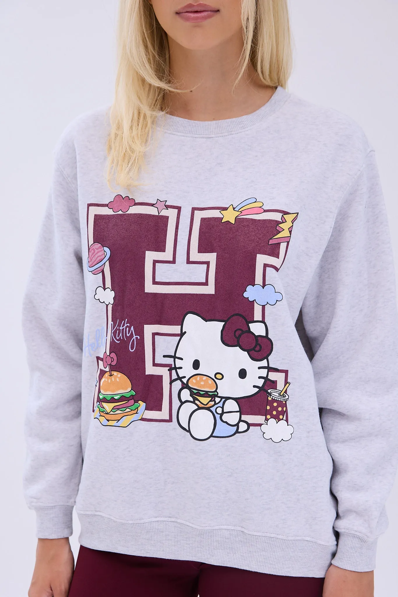 Hello Kitty H Burger Graphic Crew Neck Relaxed Sweatshirt sold by Bluenotes product image thumbnail 4
