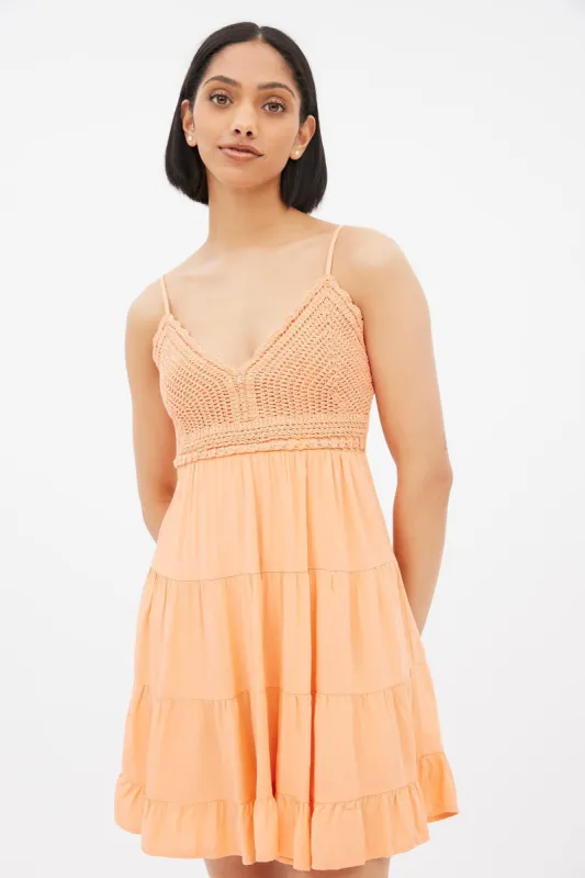 Crochet Tiered Mini Dress sold by Bluenotes