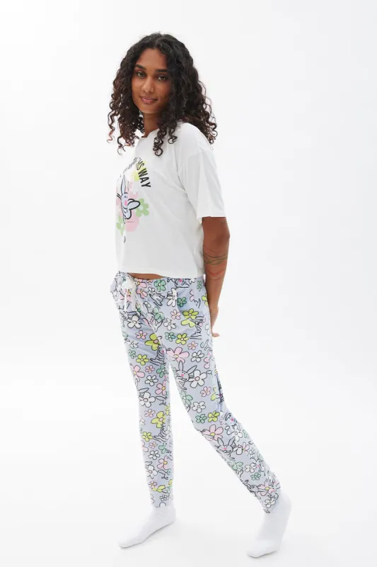 Happy Bunny Printed Velour Pajama Set sold by Bluenotes