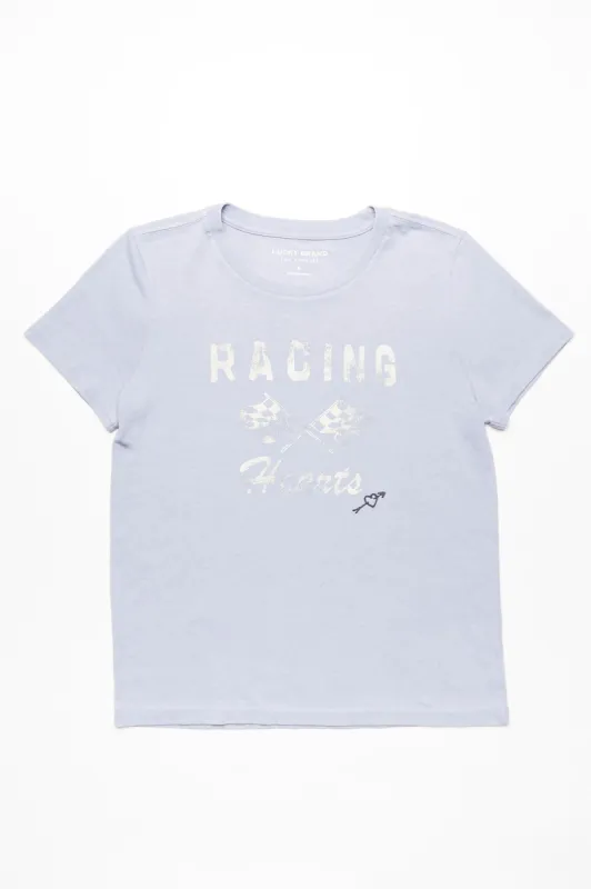 Racing Hearts Embroidered Venice Burnout Classic Tee sold by Bluenotes