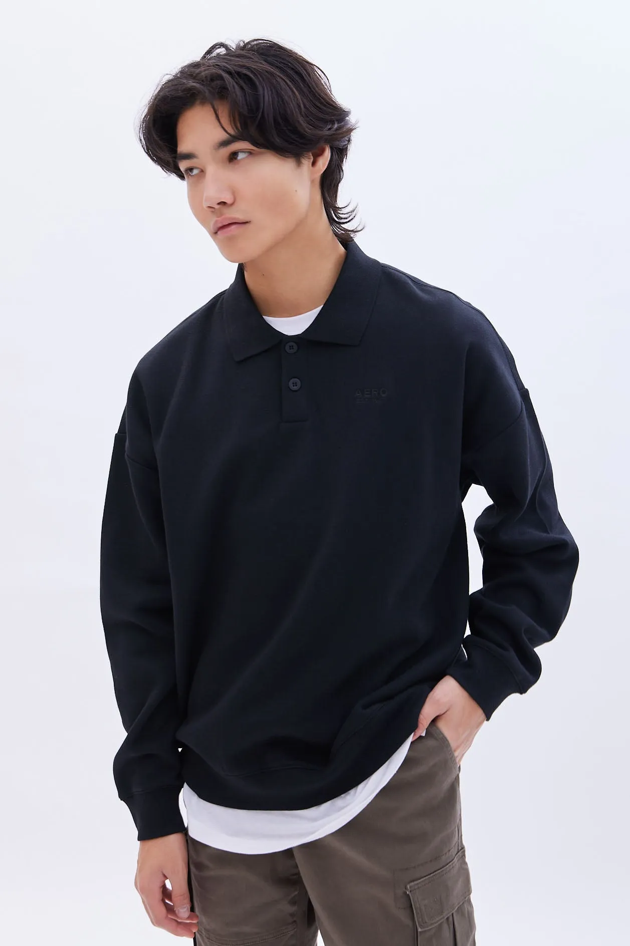 AERO Embroidered Long Sleeve Polo sold by Bluenotes product image thumbnail 5