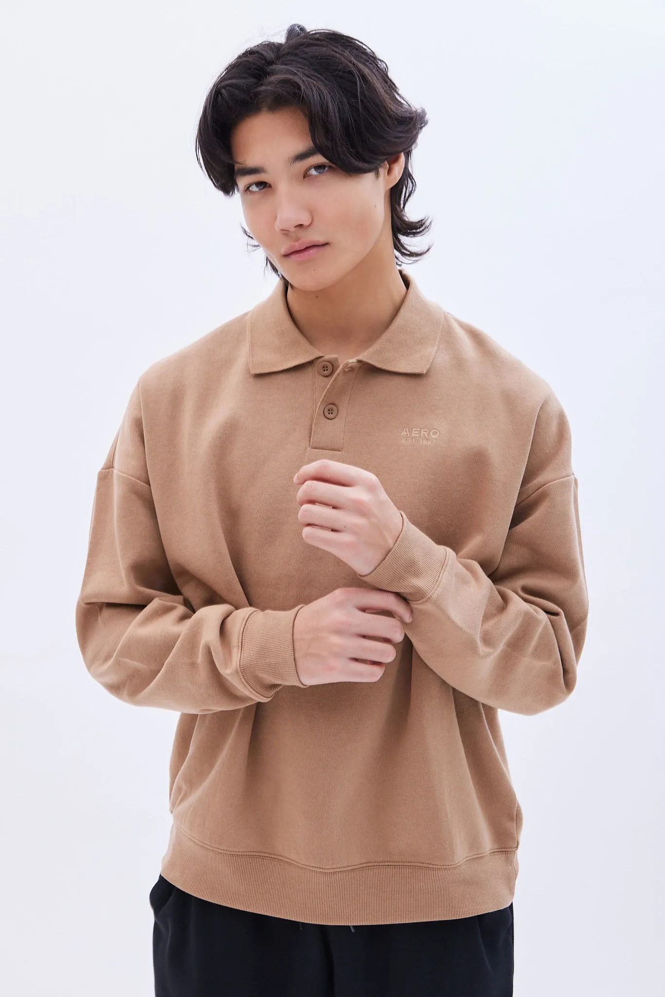 AERO Embroidered Long Sleeve Polo sold by Bluenotes